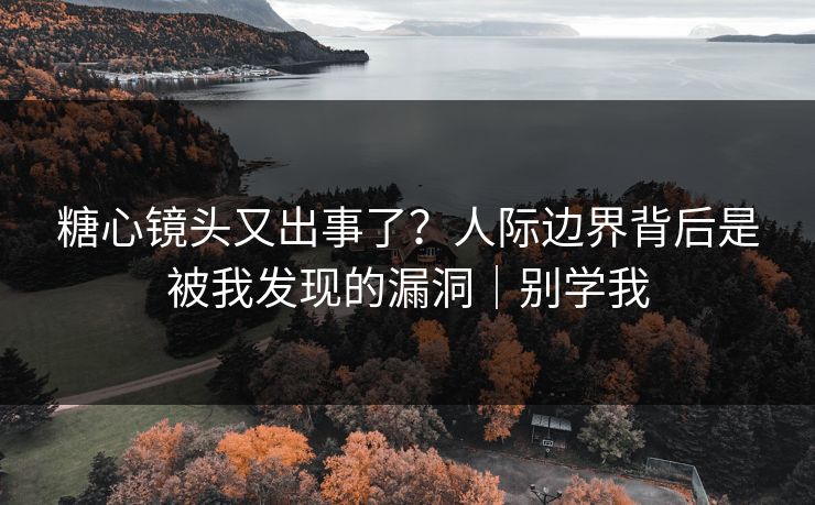 糖心镜头又出事了？人际边界背后是被我发现的漏洞｜别学我
