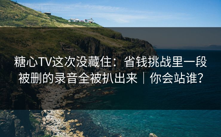 糖心TV这次没藏住：省钱挑战里一段被删的录音全被扒出来｜你会站谁？