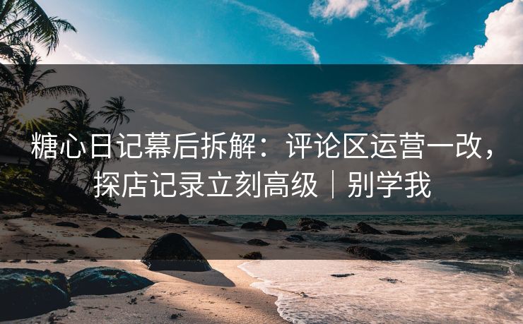 糖心日记幕后拆解：评论区运营一改，探店记录立刻高级｜别学我