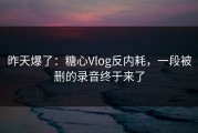 昨天爆了：糖心Vlog反内耗，一段被删的录音终于来了