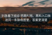 别急着下结论 把黑料网、黑料入口放进同一条脉络图里，答案更清楚