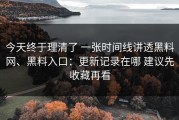 今天终于理清了 一张时间线讲透黑料网、黑料入口：更新记录在哪 建议先收藏再看