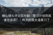 糖心镜头评论区吵翻：学习计划到底谁在说谎？｜昨天的我太温柔刀了