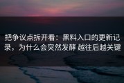 把争议点拆开看：黑料入口的更新记录，为什么会突然发酵 越往后越关键