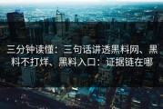 三分钟读懂：三句话讲透黑料网、黑料不打烊、黑料入口：证据链在哪