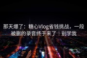 那天爆了：糖心Vlog省钱挑战，一段被删的录音终于来了｜别学我