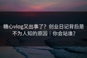 糖心vlog又出事了？创业日记背后是不为人知的原因｜你会站谁？