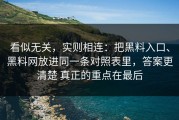 看似无关，实则相连：把黑料入口、黑料网放进同一条对照表里，答案更清楚 真正的重点在最后