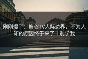刚刚爆了：糖心TV人际边界，不为人知的原因终于来了｜别学我