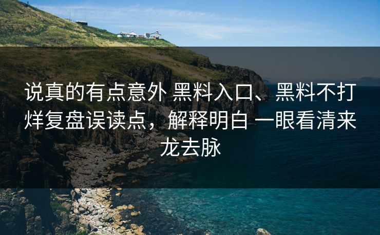 说真的有点意外 黑料入口、黑料不打烊复盘误读点，解释明白 一眼看清来龙去脉