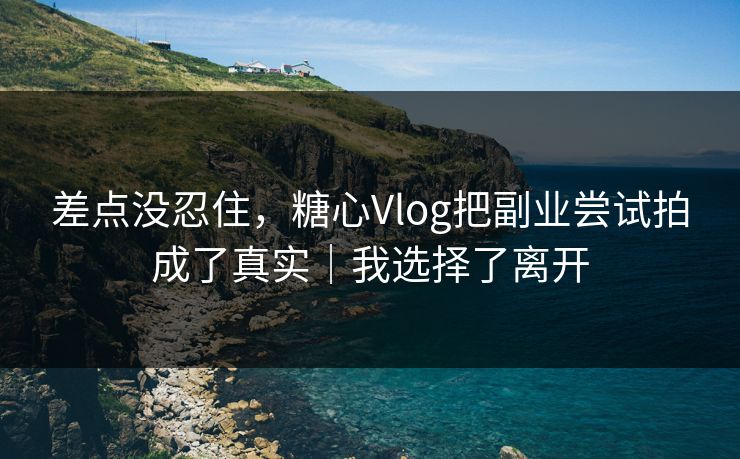 差点没忍住，糖心Vlog把副业尝试拍成了真实｜我选择了离开