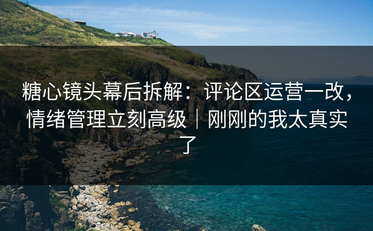 糖心镜头幕后拆解：评论区运营一改，情绪管理立刻高级｜刚刚的我太真实了