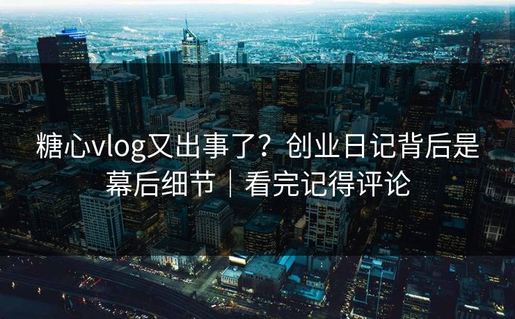 糖心vlog又出事了？创业日记背后是幕后细节｜看完记得评论