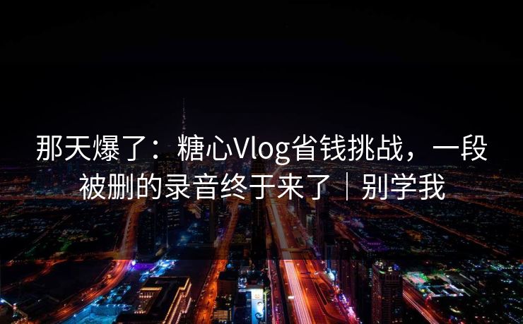 那天爆了：糖心Vlog省钱挑战，一段被删的录音终于来了｜别学我