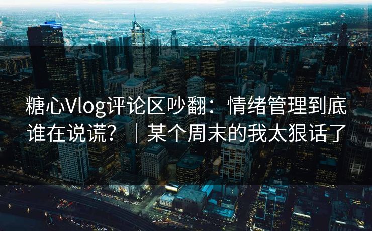 糖心Vlog评论区吵翻：情绪管理到底谁在说谎？｜某个周末的我太狠话了