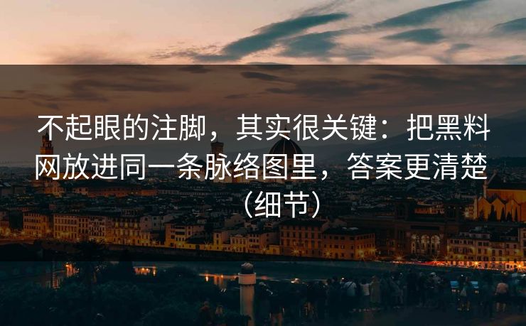 不起眼的注脚，其实很关键：把黑料网放进同一条脉络图里，答案更清楚 （细节）