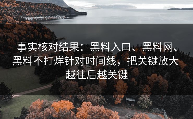 事实核对结果：黑料入口、黑料网、黑料不打烊针对时间线，把关键放大 越往后越关键