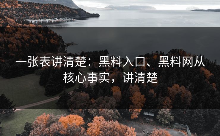 一张表讲清楚：黑料入口、黑料网从核心事实，讲清楚
