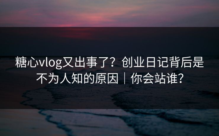 糖心vlog又出事了?创业日记背后是不为人知的原因|你会站谁? 糖心vlog又出事了?创业日记背后是不为人知的原因|你会站谁?