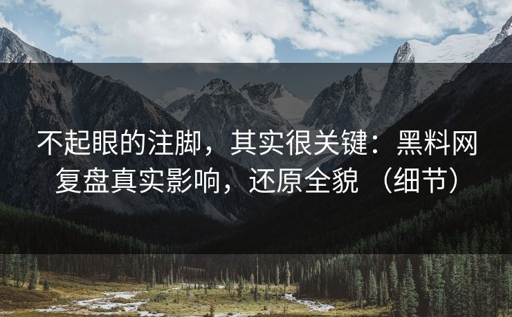 不起眼的注脚,其实很关键:黑料网复盘真实影响,还原全貌 (细节) 不起眼的注脚,其实很关键:黑料网复盘真实影响,还原全貌 (细节)