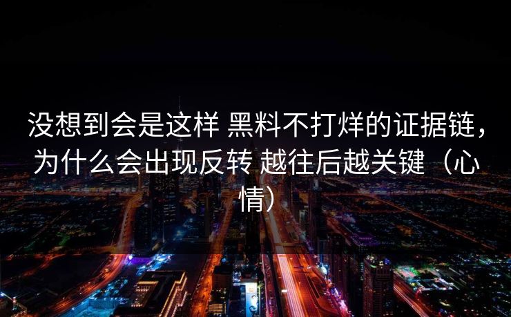 没想到会是这样 黑料不打烊的证据链，为什么会出现反转 越往后越关键（心情）