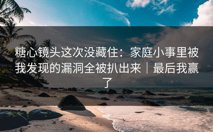 糖心镜头这次没藏住：家庭小事里被我发现的漏洞全被扒出来｜最后我赢了