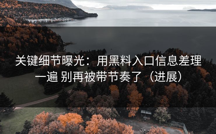 关键细节曝光：用黑料入口信息差理一遍 别再被带节奏了（进展）