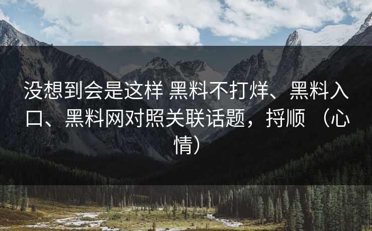 没想到会是这样 黑料不打烊、黑料入口、黑料网对照关联话题，捋顺 （心情）